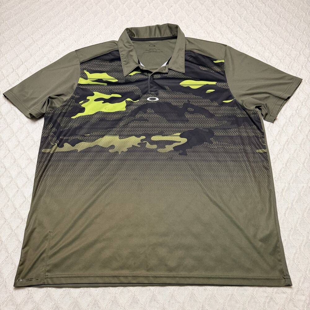 Oakley Camo Performance Polo Golf Casual Men’s Size XXL W Eyewear Pocket Shirt